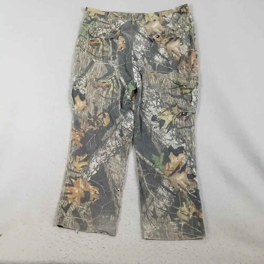 Mossy Oak Cargo Pants Mens 2XL 42x32‎ Brown Camouflage Adjustable Waist Hunting